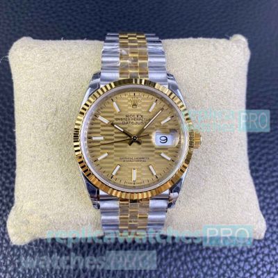 VS 1-1 Swiss Rolex Fluted Motif Datejust 3235 Half Gold Watch & 72 Power Reserve